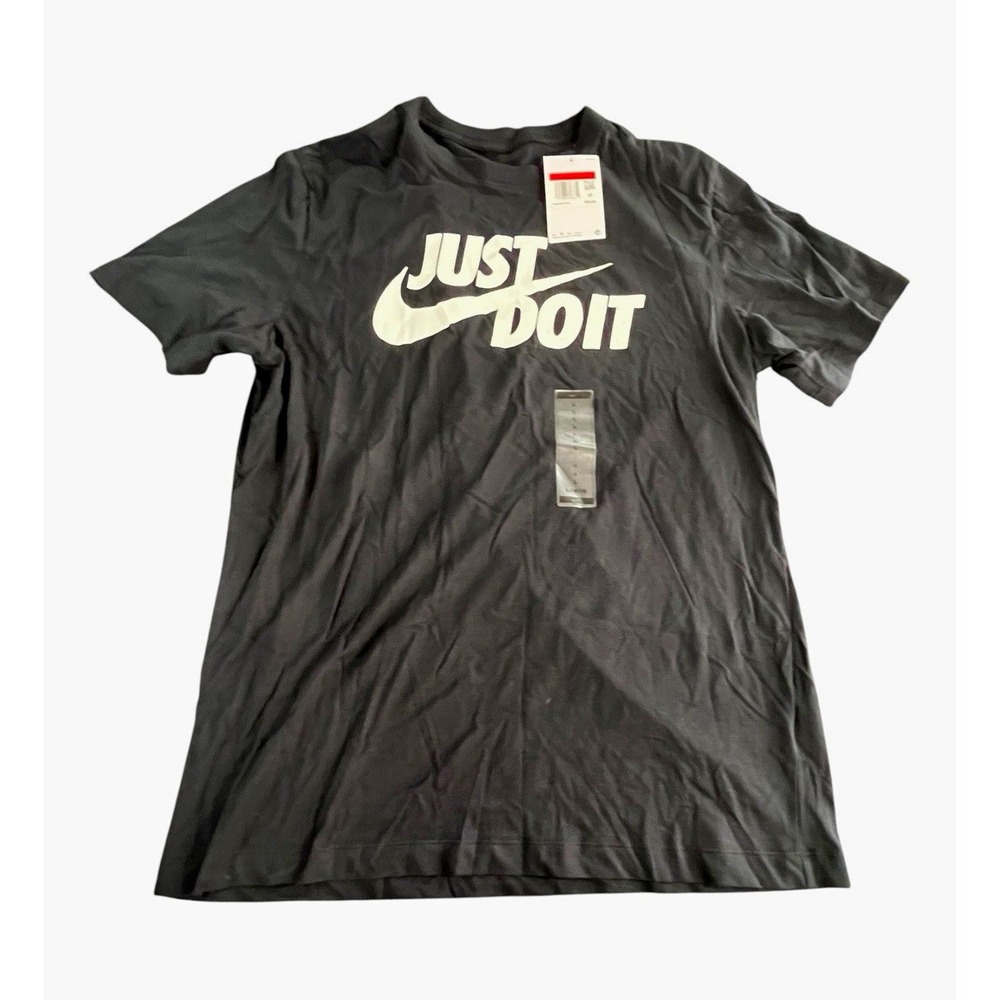 Nike Men's Just Do It Logo Graphic Print Black Short Sleeve Crew Neck Tee